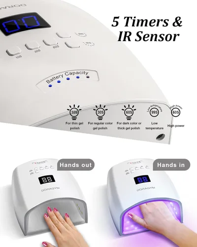 Miniatura 2 de Lámpara de uñas LED UV, secador de esmalte de gel inalámbrico para manicura de gel profesional - blanco
