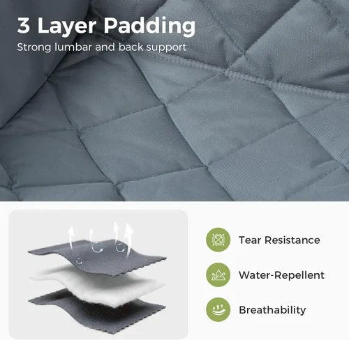 Miniatura 6 de Silla de campamento acolchada para 3 personas, sofá de campamento de gran tamaño, silla de campamento doble plegable resistente, sofá de dos plazas