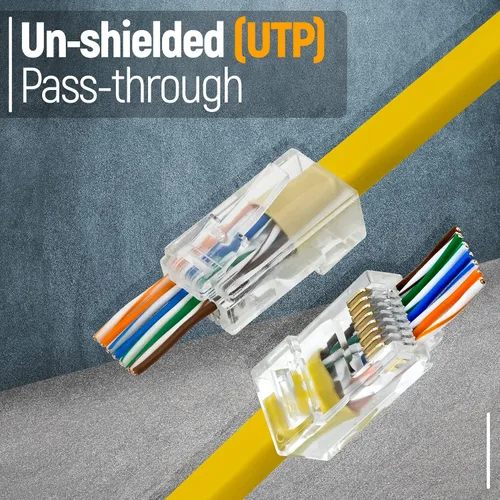Miniatura 4 de GTZ Conector de paso a través RJ45 Cat5e 50 unidades - Conectores de paso a través RJ45 Cat 5e EZ - Conectores Cat 5e - Conector Ethernet, enchufe