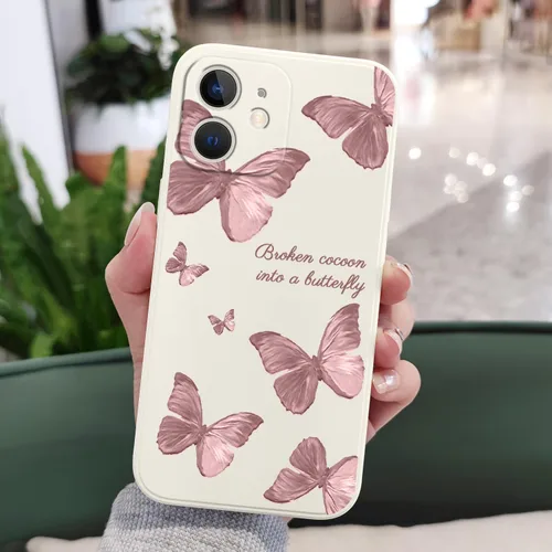 Miniatura 3 de LEECG Funda para iPhone 12 Mini, diseño creativo con estampado floral de mariposa de astronauta, funda antiarañazos de microfibra suave, funda