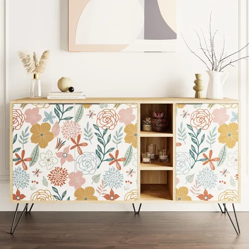 Miniatura 4 de WENMER Papel tapiz floral para despegar y pegar de 17.71 x 118 pulgadas, papel tapiz floral bohemio, papel de contacto floral rosa, autoadhesivo