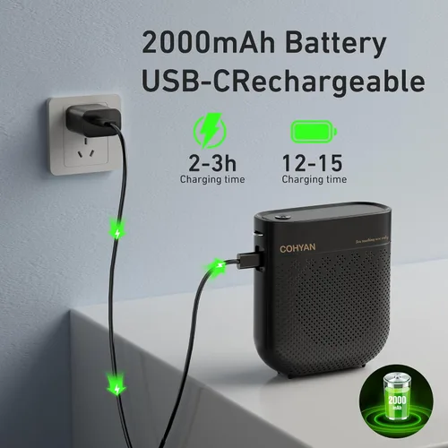 Miniatura 3 de Amplificador de voz para profesores, micrófono y altavoz portátil con cable Bluetooth, megáfono de bocina recargable para aula, reuniones, yoga