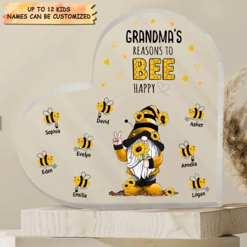 Miniatura 2 de IZI POD Placa acrílica personalizada con forma de corazón para abuela, razones para abeja, diseño de corazón, gnomos, placa de abuela, regalos