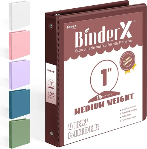 Miniatura 34 de BinderX - Carpeta de 3 anillos redondos extraduradera de 1 pulgada, se adapta a 175 hojas de papel de 8.5 x 11 pulgadas, cubierta personalizable
