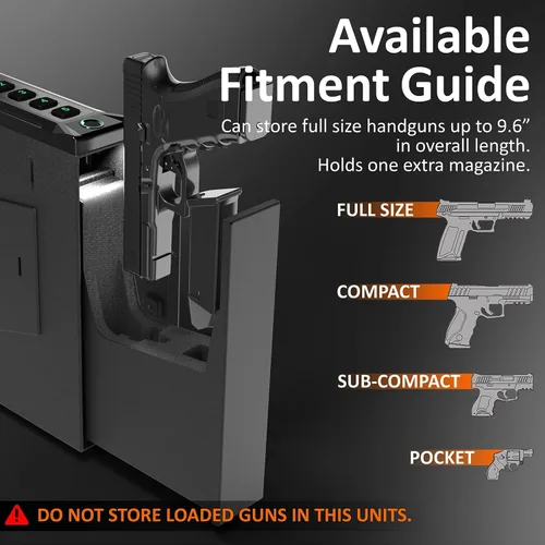 Miniatura 3 de Z ZLJUAN Caja fuerte montada para pistolas, acceso rápido, puerta corredera de apertura automática, pistola segura para mesita de noche, montaje