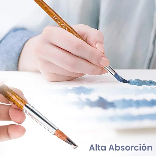 Miniatura 5 de Juego de pinceles de pintura para acuarela, punta redonda y puntiaguda, 12 piezas de diferentes tamaños para acuarela, acrílicos, tinta, gouache