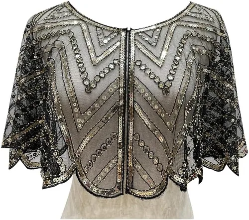 Specell 1920s Handmade Sequin Beaded Evening Shawl Bridal Wrap Shawls and Wraps for Evening Dresses Wedding Shawl 10 colors