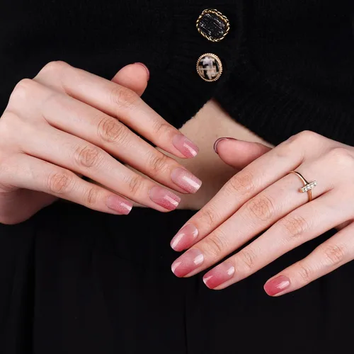 Miniatura 31 de DANNI & TONI Tiras de uñas de gel semicuradas, color rosa champán, ojos de gato, 28 calcomanías de regalo para mujer Aqua Ripple