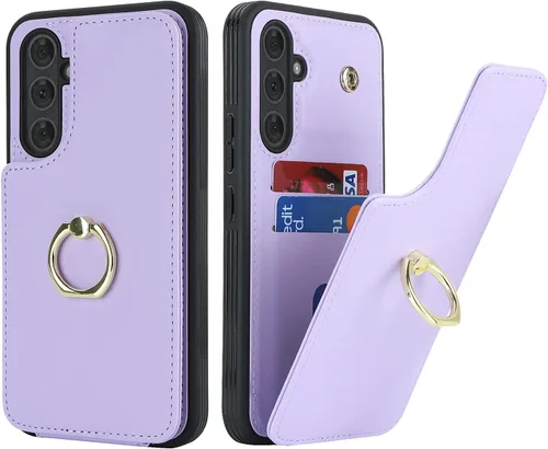 Miniatura 20 de Lipvina Funda para Samsung Galaxy A03s con tarjetero, Galaxy A03s Funda tipo cartera para mujer, tarjetero de crédito, soporte de anillo, fundas