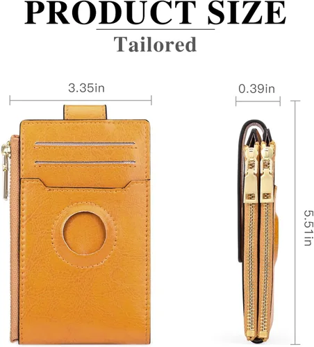 Miniatura 5 de FALAN MULE Cartera AirTag para mujer con funda integrada para AirTag Amarillo Moderno