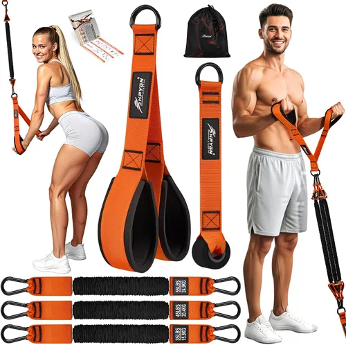 HPYGN Bandas de resistencia para entrenamiento de brazos, bíceps, tríceps, espalda, abdominales, hombros, bandas de ejercicio resistentes con asas,