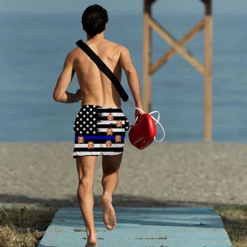 Miniatura 6 de Traje de baño personalizado para hombre, divertido estampado de fotos personalizado con la bandera estadounidense, pantalones cortos, regalos
