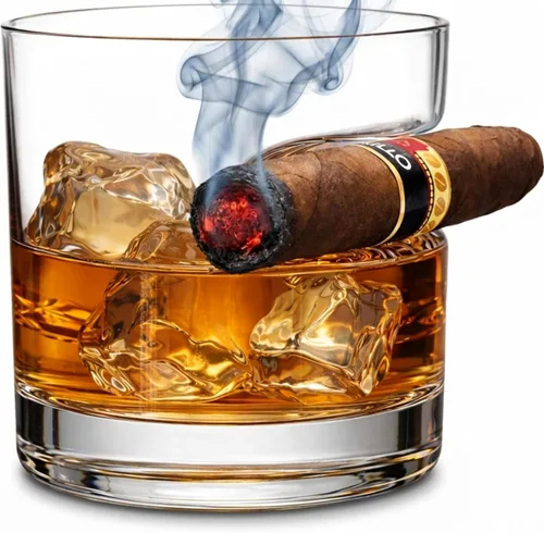 Miniatura 7 de Godinger Juego de Caja de Regalo de Madera de Vaso de Whisky para Cigarro con Vaso Old Fashioned, Piedras Enfriadoras de Whisky y Pinzas Juego de Bar