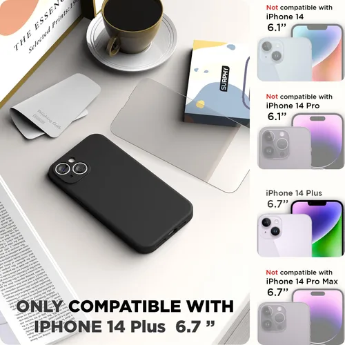 Miniatura 2 de SURPHY Funda para iPhone 14 Plus con Protector de Pantalla y Protección de Cámara, Funda de Teléfono de Silicona Líquida con Forro de Microfibra