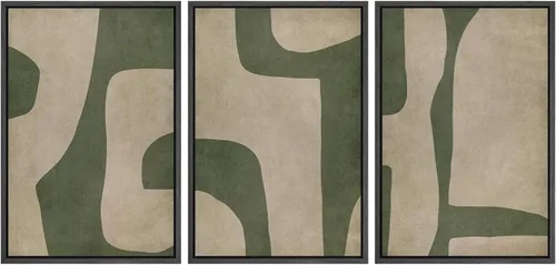 Miniatura 442 de SIGNWIN Lienzo enmarcado para pared, arte con pinceladas de flujo neutro en tonos beige abstractos, ilustraciones, arte moderno, decorativo