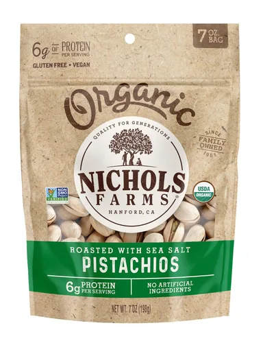 Miniatura 15 de Nichols Farms Pistachos cultivados en California, InShell, paquetes de aperitivos ricos en nutrientes, ajo tostado, 2 libras