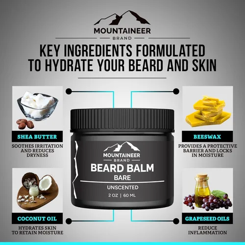 Miniatura 6 de Mountaineer Brand Bálsamo natural para barba sin perfume Mantequilla de barba para hombres Condimentador sin enjuague Hidrata, suaviza