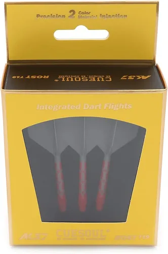 Miniatura 5 de CUESOUL ROST T19 - Astil y vuelos de dardos integrados en forma de gran ala, gris, 33mm - Di adiós a los vuelos de dardos que se caen con eje rojo