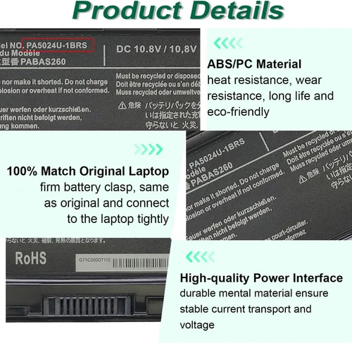 Miniatura 4 de PA5024U-1BRS Batería para Toshiba Satellite S75 P75-A7200 P75-A7100 S855-S5378 S855D-S5148 C75D C875 C850 L800 C55T-A C55-A5220 C55 5-A530 0