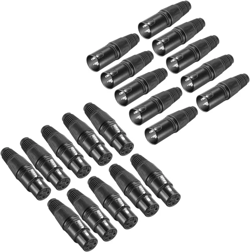 Neewer Micro Snake 3 Pin XLR Cargador Conector 20pcs Audio Jack Micrófono Conector con Cable Cargador 10 Macho y 10 Conectores Hembra Aleación de