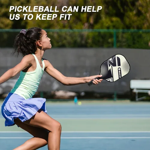 Miniatura 7 de OLANNY Juego de paletas de pickleball de grafito, raquetas de primera calidad, cara de fibra y polímero de núcleo de panal de abeja, incluye paletas