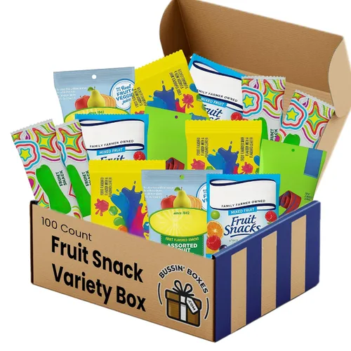 Paquete variado de aperitivos de frutas, surtido a granel de aperitivos con sabor a frutas envueltos individualmente para niños y adultos, caja de