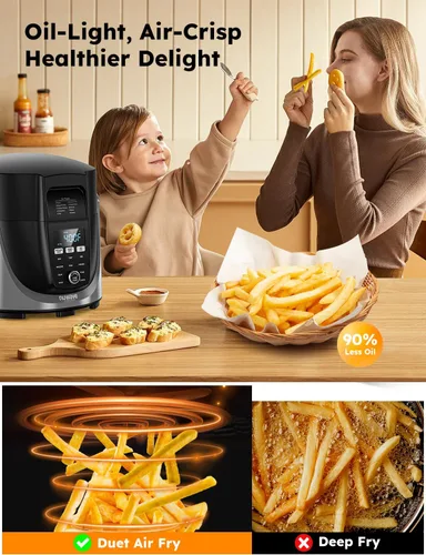 Miniatura 3 de Nuwave Duet - Freidora de aire, olla eléctrica a presión y parrilla Combo, Multicocina 540 en 1 con 3 tapas extraíbles, cocción lenta, salteados