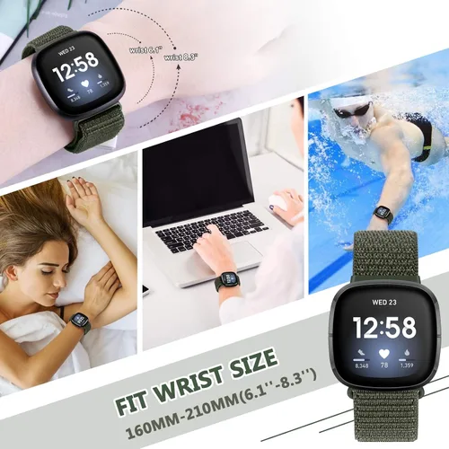 Miniatura 4 de Correas de nailon compatibles con Fitbit Versa 4/Sense 2/Versa 3/Fitbit Sense, correa de repuesto ajustable deportiva suave transpirable