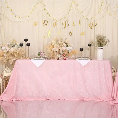 Miniatura 18 de Juya Delight Mantel rectangular negro de lentejuelas de 50 x 80 pulgadas para fiesta, cena, banquete, festival, boda, aniversario, exposición, mesa