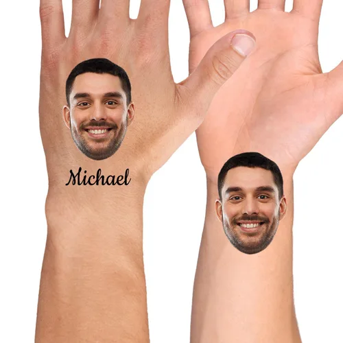 Miniatura 2 de YESCUSTOM Tatuajes temporales personalizados con foto, tatuaje facial personalizado con logotipo para adultos, parejas, mujeres, hombres, tatuajes