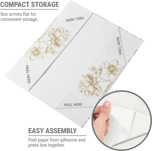 Miniatura 5 de Caja de regalo de recuerdo de lujo, paquete de 3 cajas decorativas florales doradas con tapas magnéticas para regalos, caja de recuerdos de boda