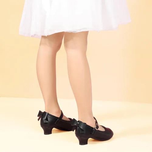 Miniatura 117 de PANDANINJIA Vestido de jada para niñas y niños pequeños, zapatos de princesa Mary Jane con tacones con lazo para fiesta, boda, boda