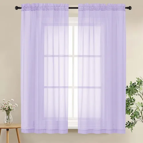 Miniatura 100 de LIVEKID Cortinas traslúcidas negras de cocina de 36 pulgadas de largo, cortinas cortas filtrantes de luz, 2 paneles de gasa aireada, texturizadas