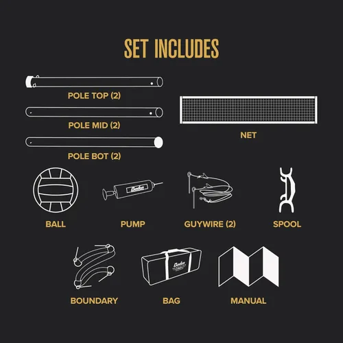 Miniatura 5 de Baden Volleyball Net Set, Volleyball Bag, Adjustable Poles, & Boundary Lines, Portable Volleyball Net for Backyard or Outdoor Activities for Men