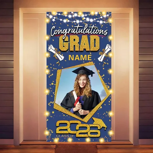 Miniatura 46 de Decoraciones personalizadas para fiestas de graduación 2026 – Cartel de felicitación de graduación grande – Cartel de fondo de graduación