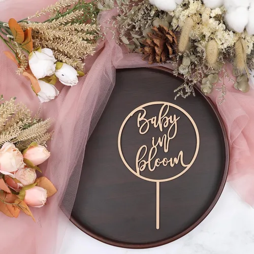 Miniatura 3 de Baby in Bloom - Decoración de pastel de madera para baby shower, perfecta para baby showers, fiestas de revelación de género para niños y niñas