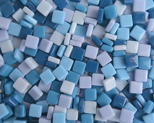 Miniatura 4 de MOSAIKO Blue Mix - Azulejos de vidrio de mosaico para manualidades, piezas cuadradas manchadas de alta calidad de 0.4 in x 0.4 in (3/8 pulgadas)