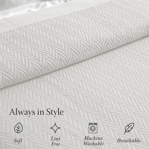 Miniatura 4 de Threadmill Mantas de Algodón de Lujo para Cama Tamaño Queen Manta de Algodón 100% Tamaño Queen para Todas las Estaciones Manta Térmica de Otoño