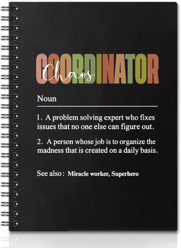 Miniatura 9 de Chaos Coordinator - Cuadernos de espiral de tapa dura negra y dorada, cuaderno de coordinador del caos, regalos de agradecimiento para empleados