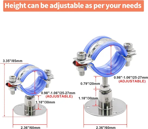 Miniatura 2 de AKIHISA 2 piezas de soportes de tubo de acero inoxidable 304, colgador de tubo para montaje en pared y techo, soporte de tubo para tubo exterior