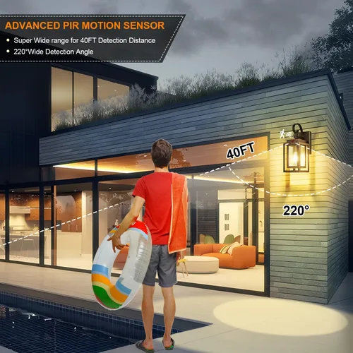 Miniatura 6 de Paquete de 2 luces de pared para exteriores con sensor de movimiento