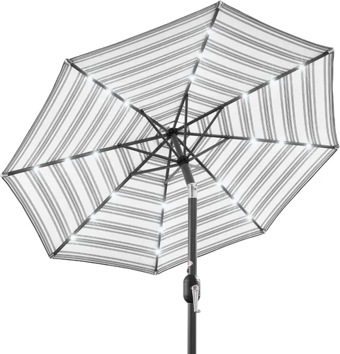 Miniatura 58 de Best Choice Products Solar Polyester LED Lighted Patio Umbrella w/Tilt Adjustment and UV-Resistant Fabric Gris niebla
