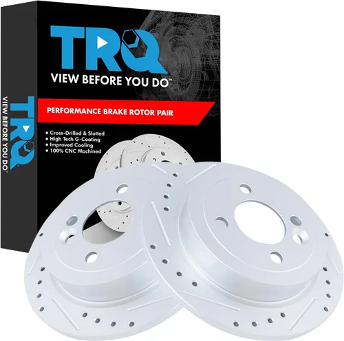 Miniatura 204 de TRQ Juego de rotores de freno de rendimiento trasero con revestimiento G premium compatible con Mazda 6 2014-2021