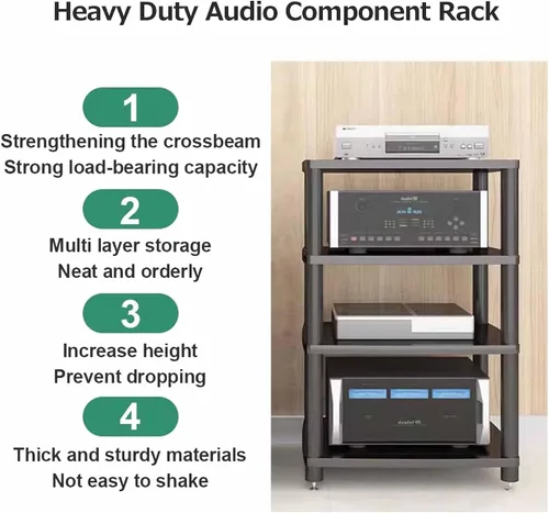 Miniatura 4 de Soporte para medios de audio y video, soporte de TV para juegos y estante estéreo, torre de audio, soporte para reproductor de grabaciones, pequeño