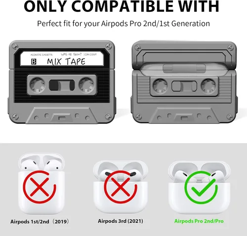 Miniatura 2 de Estuche para AirPods Pro 2, KOREDA Divertido Diseño de Cinta de Casete para AirPods Pro 2ª Generación/1ª Generación (2023/2022/2019), Linda Funda