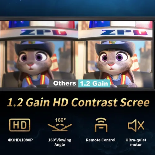 Miniatura 2 de Pantalla de Proyector Motorizada de 84 Pulgadas 16:9 HD, Pantalla de Proyector Eléctrica Desenrollable con Control Remoto, Pantallas de Proyector