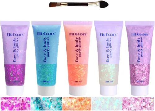 Miniatura 33 de Gel con purpurina para el cuerpo y la cara: Accesorios para conciertos de cantantes, disco, festival, rave, maquillaje con purpurina facial, 150 ml