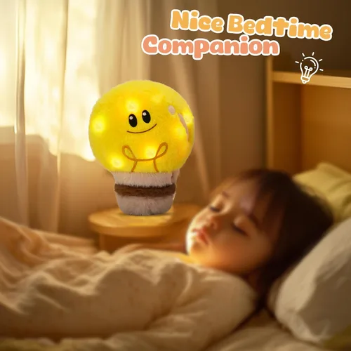 Miniatura 3 de WEWILL Bombilla de 8 pulgadas con luz de animal de peluche, lindo juguete de peluche suave, cumpleaños, Navidad, vacaciones, fin de semana, regalo