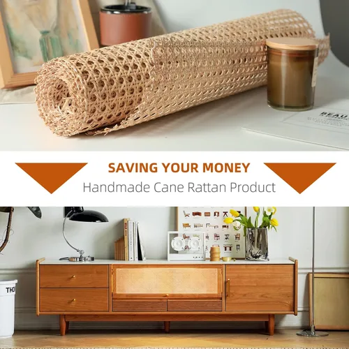 Miniatura 3 de Rollo de cinta de caña de ratán de 36 cm de ancho x 1 m de largo, material natural de ratán para encuadernación de gabinetes, sillas, muebles