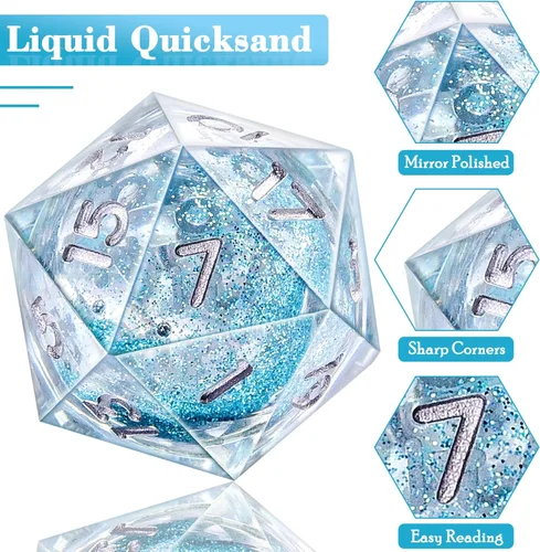 Miniatura 5 de AUSTOR Juego de dados DND de 7 troqueles de resina de borde afilado, dados poliédricos hechos a mano para juegos de mesa Dungeons and Dragons RPG